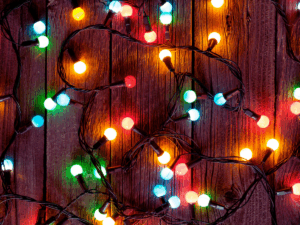 Colorful strand of Christmas lights