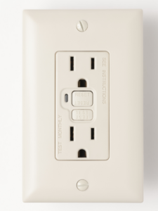 Close up of white gfci outlet