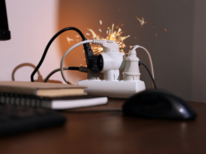 Overloaded circuit causing sparking power strip