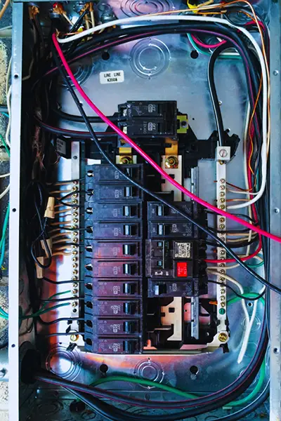 New residential electrical panel installed to improve electrical safety and reliability.