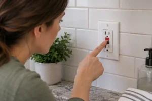 Homeowner trying to reset GFCI that won't reset